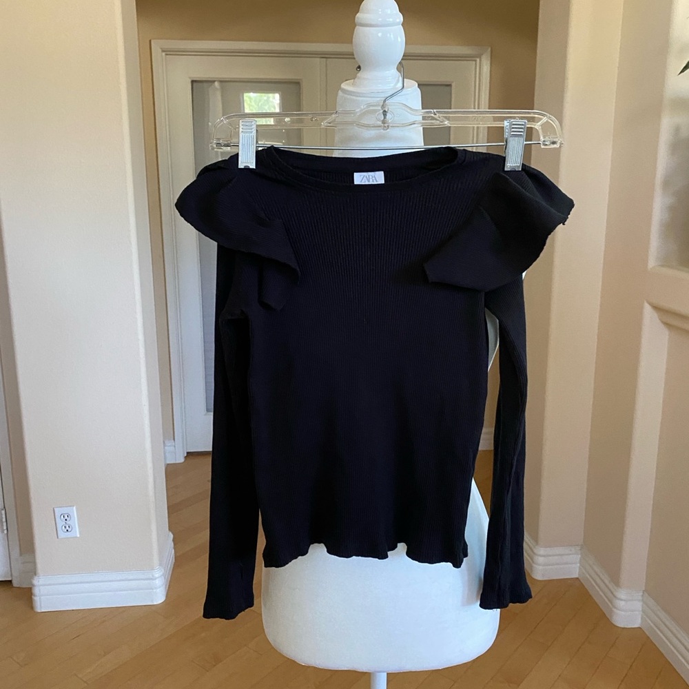 Set of Two Zara Kids Black and White Wide Legged Pants and Long Sleeved Top - Picture 3 of 11